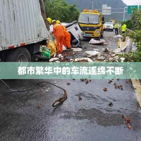 都市繁华中的车流连绵不断