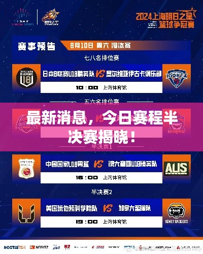 最新消息,今日赛程半决赛揭晓!