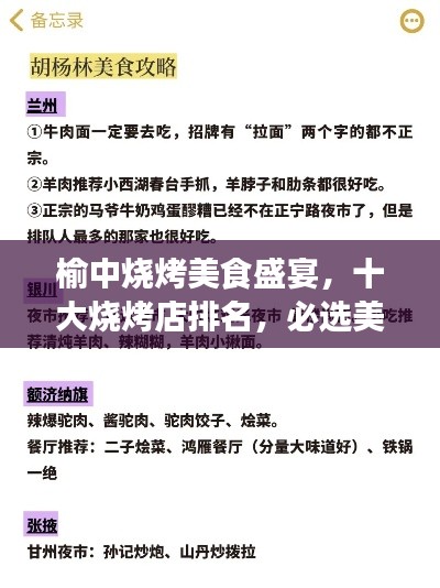 榆中烧烤美食盛宴,十大烧烤店排名,必选美食之旅!